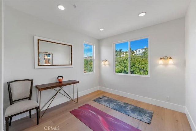7 Suprema Dr, Newport Coast, CA 92657 - workout area featuring baseboards, wood finished floors, and recessed lighting