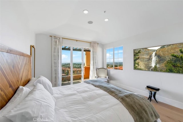 7 Suprema Dr, Newport Coast, CA 92657 - bedroom with access to exterior, wood finished floors, baseboards, and recessed lighting