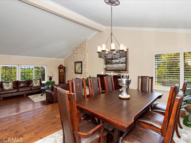 2565 Cliff Rd, Upland, CA 91784 - dining room with a chandelier, wood finished floors, and crown molding