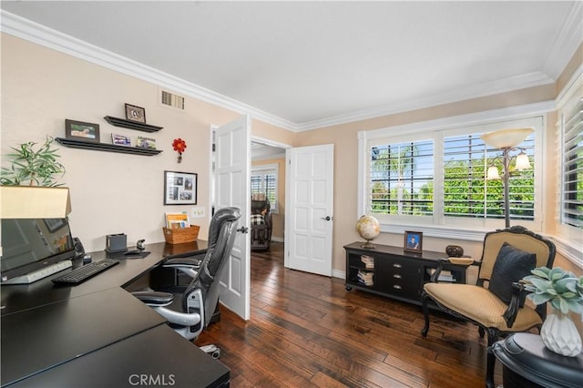 2565 Cliff Rd, Upland, CA 91784 - home office with ornamental molding and dark wood finished floors