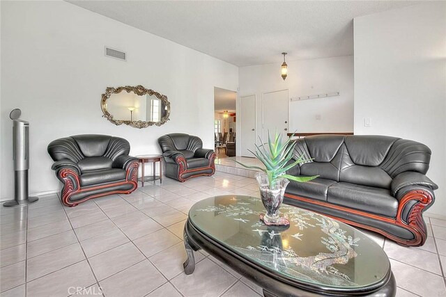 view of tiled living area