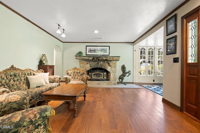 12617 Koenigstein Rd, Santa Paula, CA 93060 - living room with crown molding and wood finished floors
