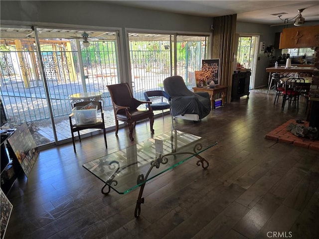 living area featuring wood-type flooring