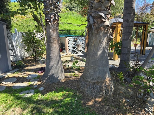 view of yard with a fenced backyard
