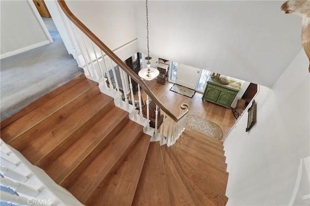 31065 Avenida Del Reposo, Temecula, CA 92591 - staircase with wood finished floors and lofted ceiling
