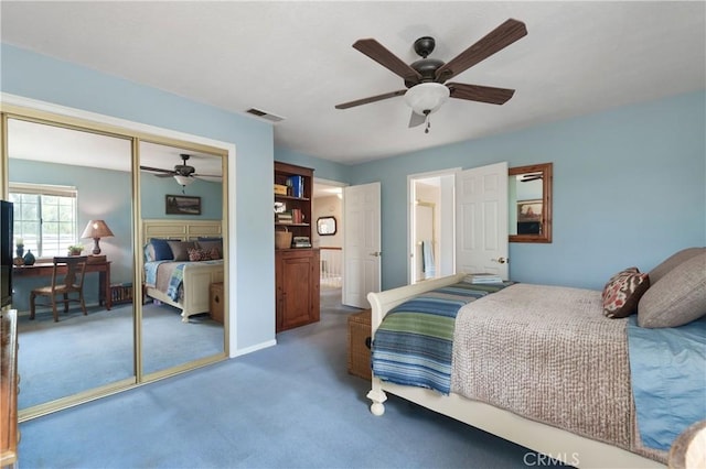 31065 Avenida Del Reposo, Temecula, CA 92591 - bedroom with carpet floors, ceiling fan, visible vents, and a closet