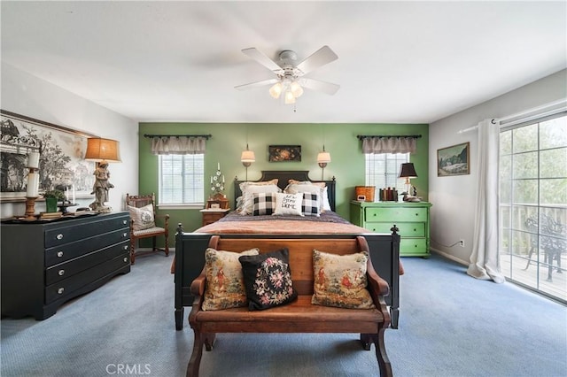 31065 Avenida Del Reposo, Temecula, CA 92591 - bedroom featuring a ceiling fan, light carpet, and access to exterior