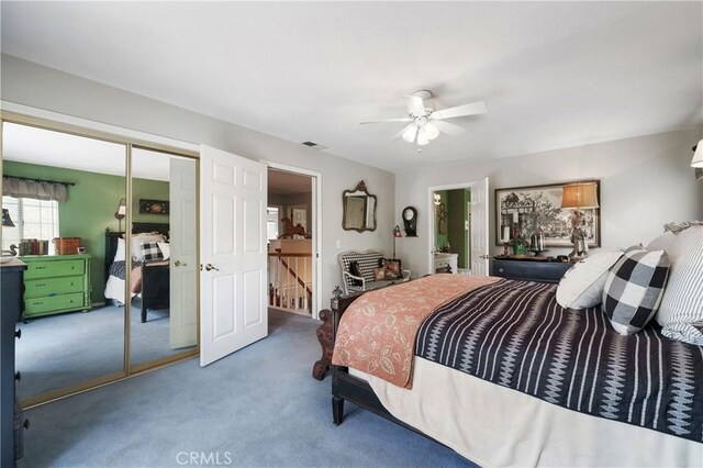 31065 Avenida Del Reposo, Temecula, CA 92591 - carpeted bedroom with ensuite bathroom, a ceiling fan, and a closet