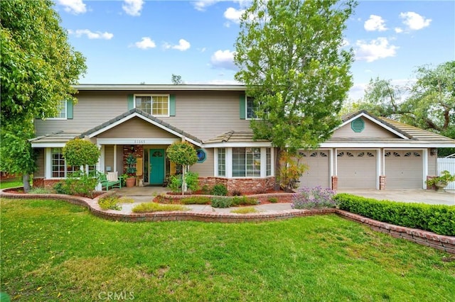 31065 Avenida Del Reposo, Temecula, CA 92591 - view of front of property featuring concrete driveway, brick siding, an attached garage, and a front lawn