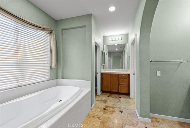 991 Clear Sky Pl, Simi Valley, CA 93065 - full bath with vanity, a bath, and recessed lighting