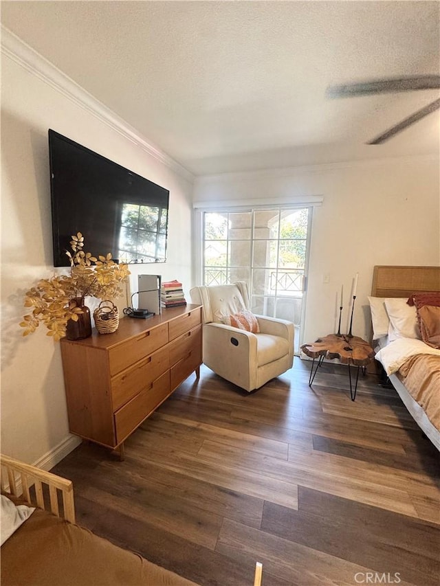 1775 Ohio Ave Unit 213, Long Beach, CA 90804 - bedroom with ornamental molding, multiple windows, and dark wood-type flooring