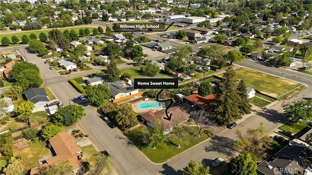 aerial view featuring a residential view