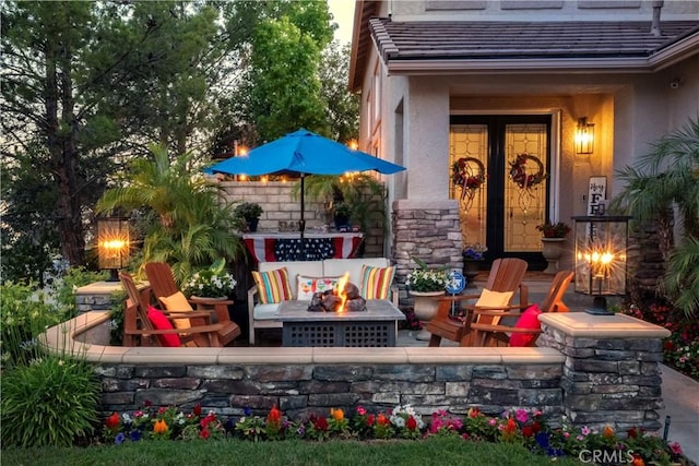 27705 Essex Pl, Valencia, CA 91354 - view of patio with an outdoor fire pit