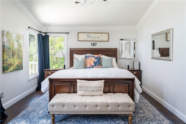27705 Essex Pl, Valencia, CA 91354 - bedroom with crown molding and dark wood-style floors