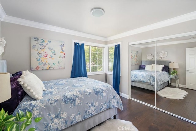 27705 Essex Pl, Valencia, CA 91354 - bedroom with wood finished floors, crown molding, and a closet