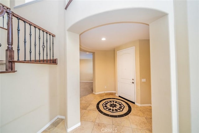 36368 Par Ln, Beaumont, CA 92223 - foyer with arched walkways, recessed lighting, baseboards, and tile patterned floors