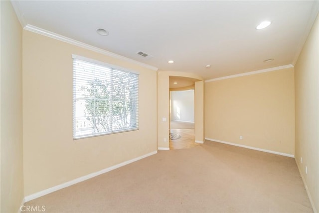 36368 Par Ln, Beaumont, CA 92223 - unfurnished room featuring crown molding, light colored carpet, baseboards, and recessed lighting