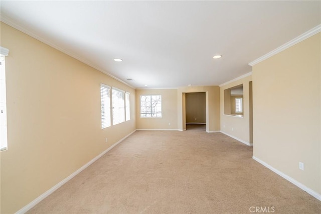 36368 Par Ln, Beaumont, CA 92223 - unfurnished room with crown molding, baseboards, recessed lighting, and light colored carpet