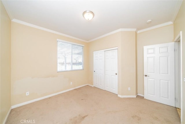 36368 Par Ln, Beaumont, CA 92223 - unfurnished bedroom featuring ornamental molding, carpet flooring, baseboards, and a closet
