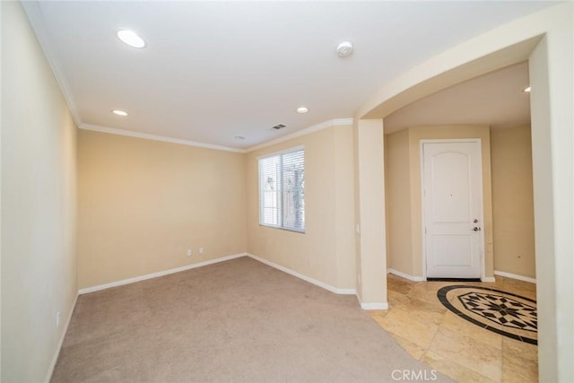 36368 Par Ln, Beaumont, CA 92223 - carpeted empty room with recessed lighting, baseboards, and crown molding