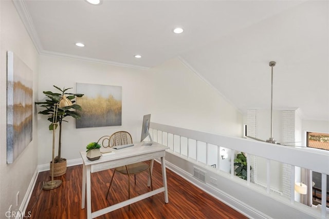 27869 Mazagon Unit 111, Mission Viejo, CA 92692 - office space with wood finished floors, ornamental molding, recessed lighting, and baseboards