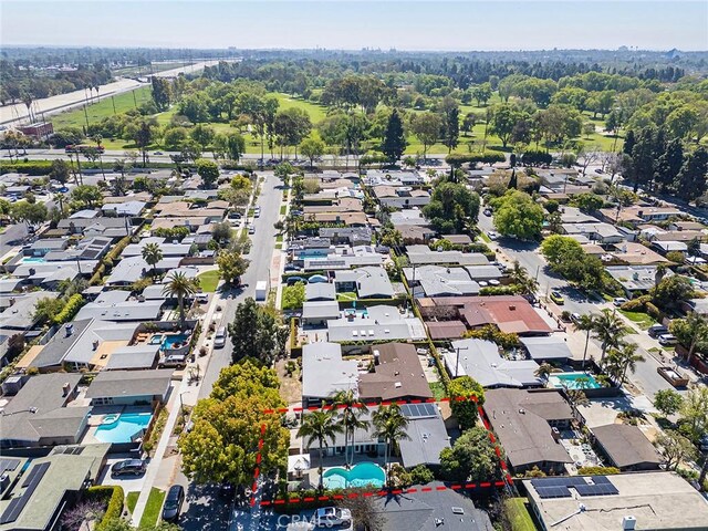 3109 Pattiz Ave, Long Beach, CA 90808 - aerial view of residential area featuring property boundaries highlighted and a pool area