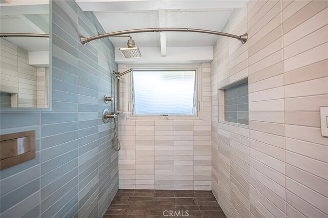 3109 Pattiz Ave, Long Beach, CA 90808 - full bathroom with a tile shower, tile walls, and tile patterned flooring