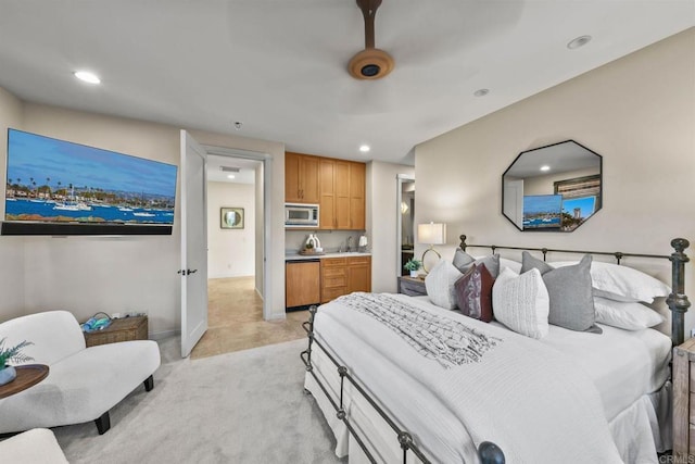 bedroom featuring recessed lighting and baseboards