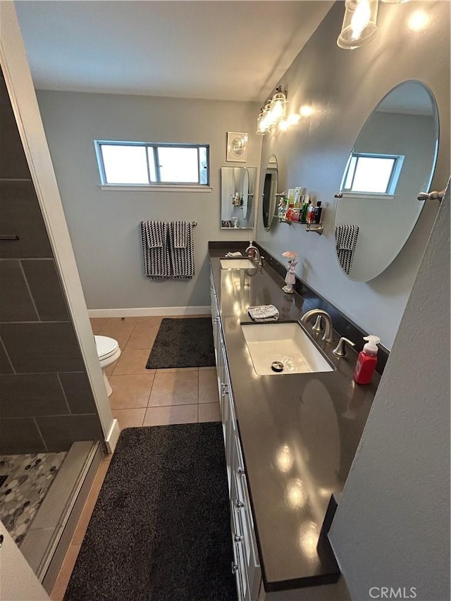 full bath with a healthy amount of sunlight, a sink, and double vanity