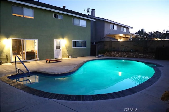 view of pool with fence, a patio, and a fenced in pool