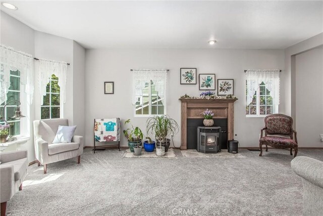 6180 Cedar Ave, Angelus Oaks, CA 92305 - carpeted living room with baseboards and recessed lighting
