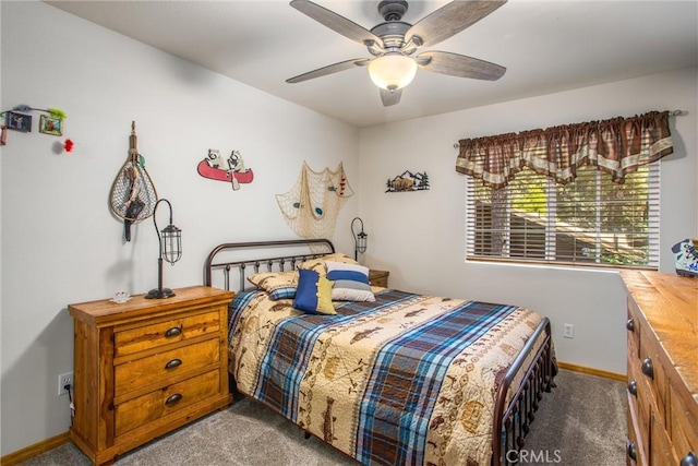 6180 Cedar Ave, Angelus Oaks, CA 92305 - carpeted bedroom featuring baseboards and ceiling fan