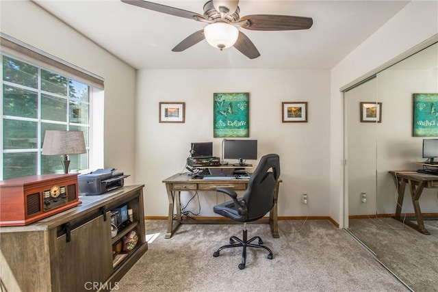 6180 Cedar Ave, Angelus Oaks, CA 92305 - home office featuring carpet and ceiling fan