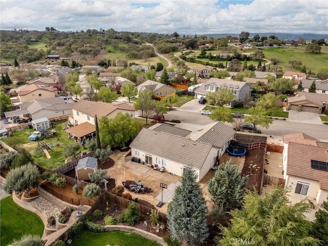 birds eye view of property with a residential view