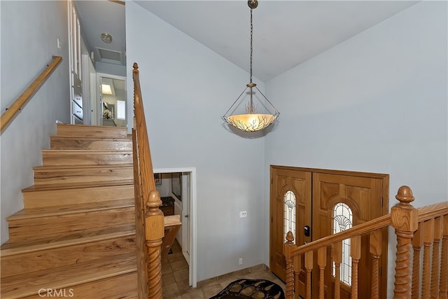 279 Bluebird Ct, Big Bear Lake, CA 92315 - foyer with high vaulted ceiling