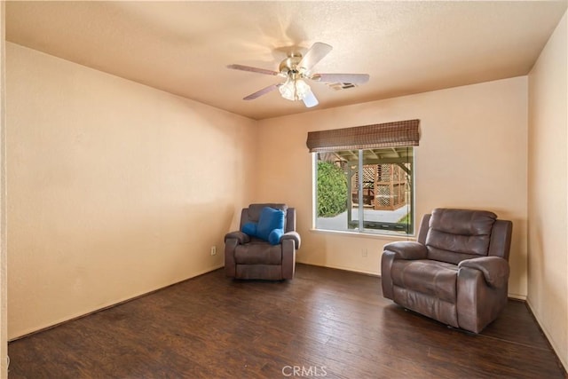 14935 Elizabeth Lake Rd, Lake Elizabeth, CA 93532 - living area featuring a ceiling fan, visible vents, and wood finished floors