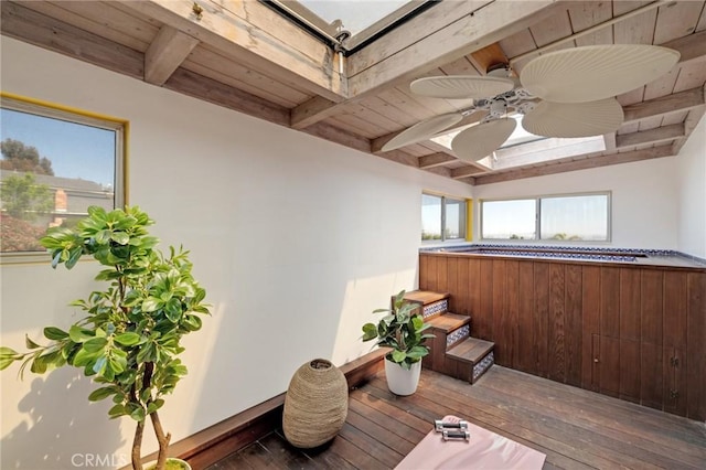 deck with a ceiling fan
