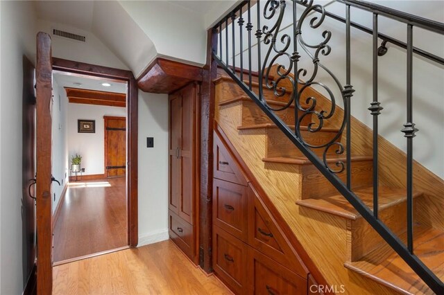 2501 Novato Pl, Palos Verdes Estates, CA 90274 - stairway featuring wood finished floors and baseboards