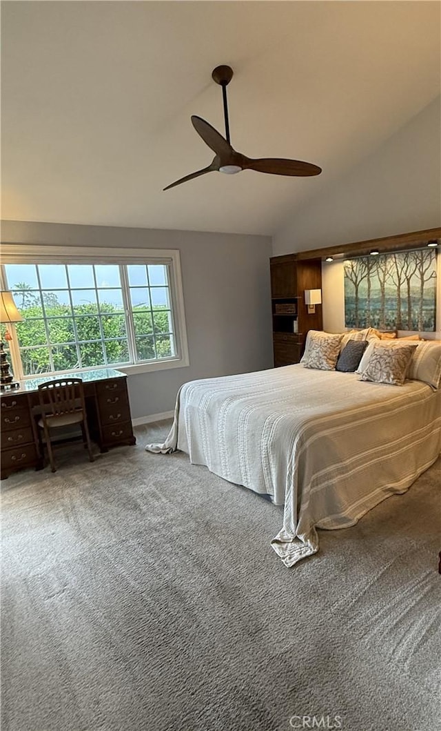 22876 Montalvo Rd, Laguna Niguel, CA 92677 - carpeted bedroom featuring lofted ceiling, ceiling fan, and baseboards