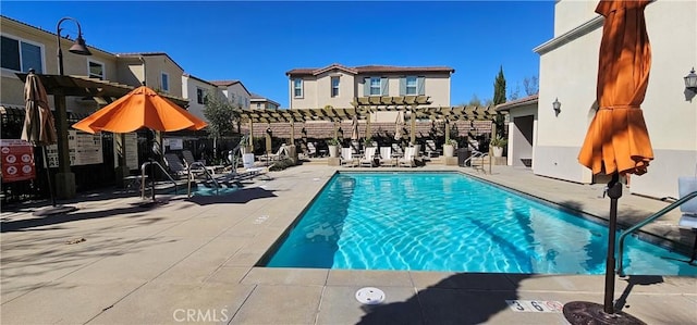 5232 Las Palmas Way, Chino, CA 91710 - community pool featuring a pergola, a patio area, and a residential view