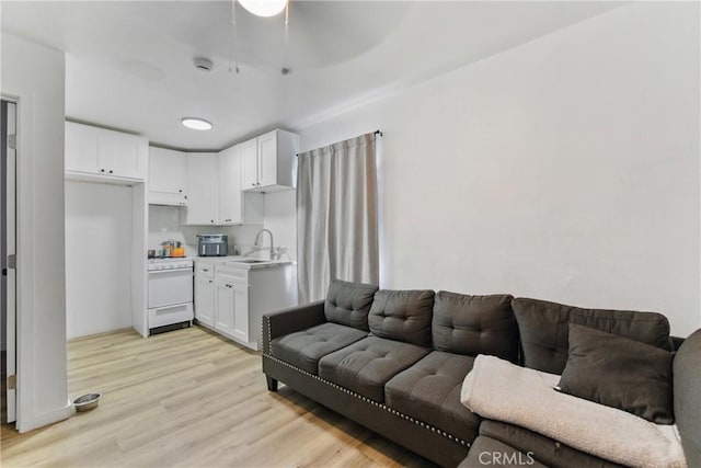 living area featuring light wood-style floors