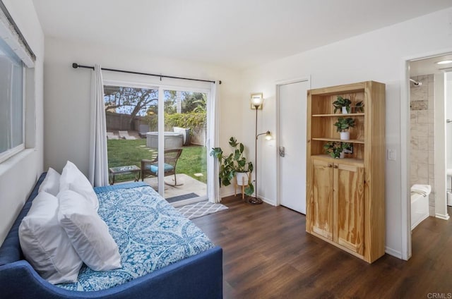 303305 Sanford St, Encinitas, CA 92024 - bedroom with access to outside, dark wood-style flooring, and baseboards