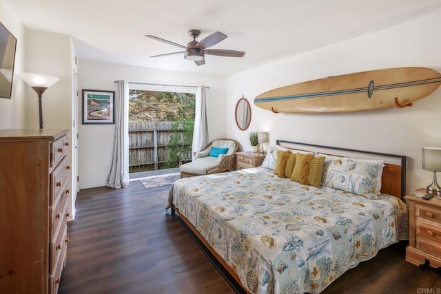 303305 Sanford St, Encinitas, CA 92024 - bedroom featuring dark wood-style flooring, a ceiling fan, and baseboards