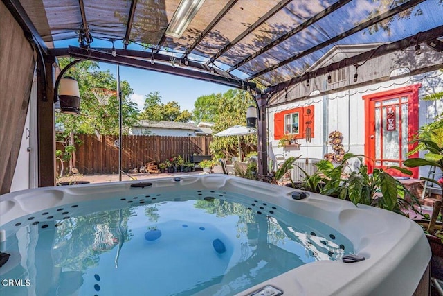 view of pool with fence