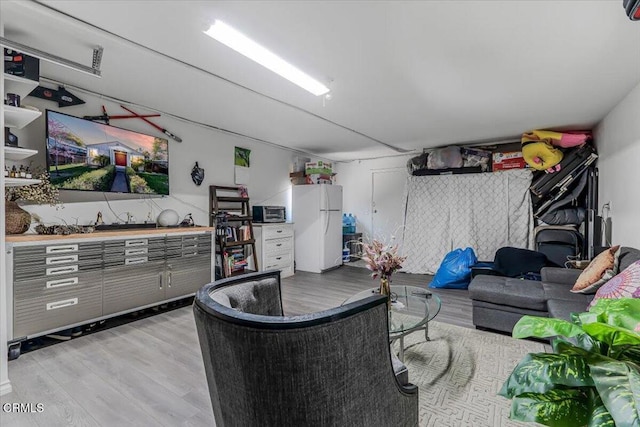 living area featuring light wood-type flooring
