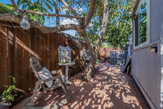 view of patio featuring a fenced backyard
