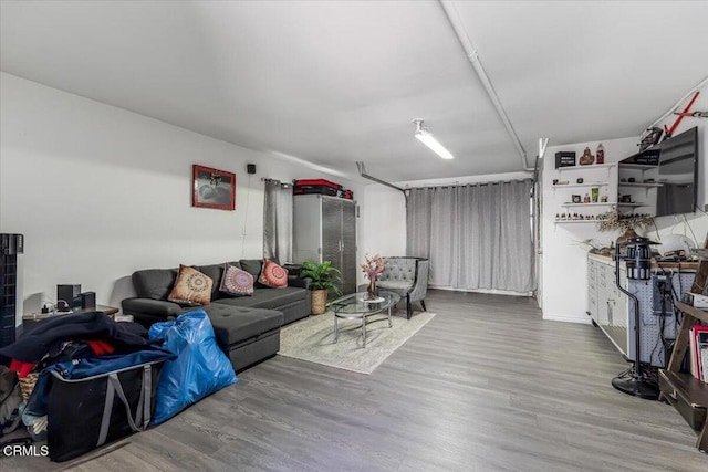 living area featuring wood finished floors