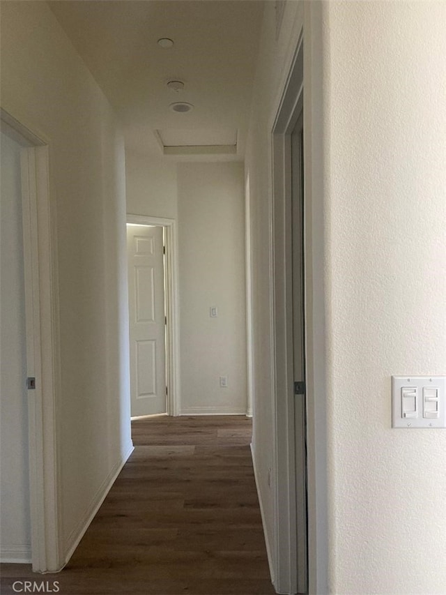 1406 Girona Dr, Pomona, CA 91766 - hallway with attic access and dark wood finished floors
