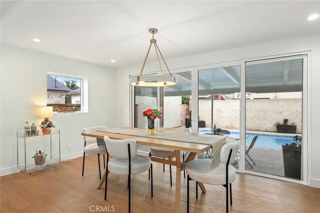 2902 Ladoga Ave, Long Beach, CA 90815 - dining space featuring light wood-style floors, baseboards, and recessed lighting