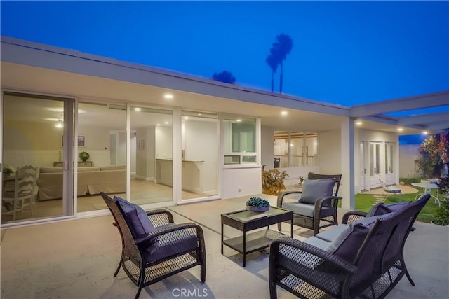 view of patio featuring an outdoor hangout area
